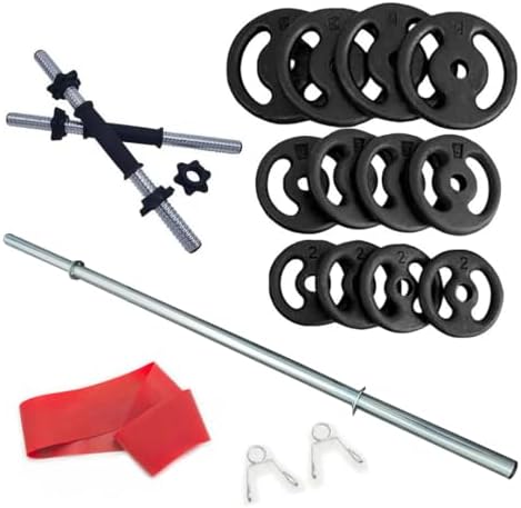 Kit 40kg Anilhas + 2 Barras 40cm Com Rosca + 1 Barra 120cm + Mini...