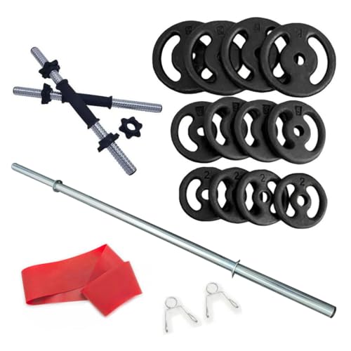 Kit 40kg Anilhas + 2 Barras 40cm Com Rosca + 1 Barra 120cm + Mini...