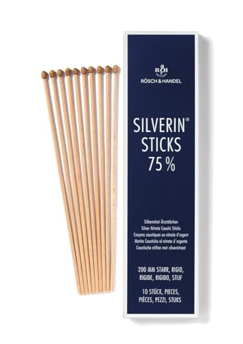 Rösch & Handel Silverin Silver Nitrate Etching Sticks | Etching Pen Lapis Sticks 75% (200 mm 10 Pieces) | for Treating Warts and Corns
