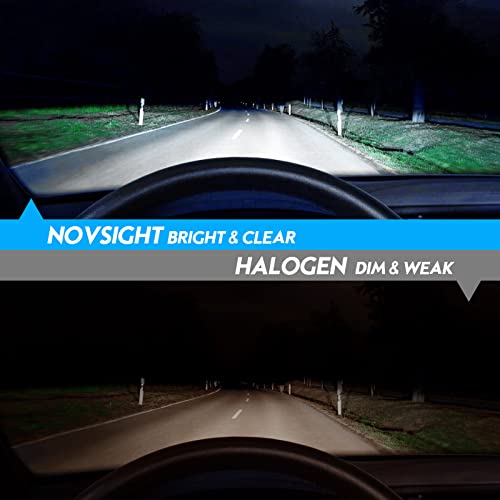 Novsight H7 Led Headlight Bulbs, 13000 Lumens 300% Super Bright Conversion Kits 60W Ip68 Waterproof, High Beam Low Beam 6500K Cool White, Extremely Fast Cooling Halogen Replacement #TOP1
