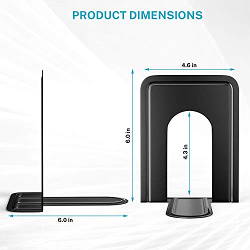 maxgear premium matte painted book ends heavy duty and sturdy bookends for shelves office non-skid metal book end stopper for bookscdsdvds 6 x 46 x 6 in black 2 pairs4 pieces large