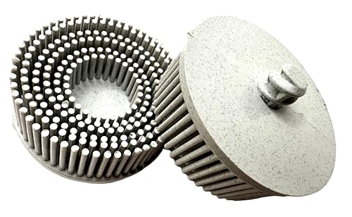 Image of 2 Pack 2 inch 120 Grit White R-Type Bristle Disc | Ceramic-Aluminum Oxide Abrasive Bristle Disc with Quick Change Roll Lock | Pack of 2 | White