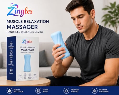 Image of Zingles Muscle Relaxation Massager | Mens Stroker | Handheld Wellness Device | Soft Flexible Stress Relief & Recovery Aid | Portable Acupressure Therapy Accessory