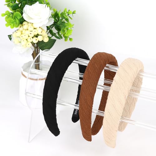 EXIPSAT 3er-Set Schwamm Stirnbänder, Breit Weiche Haarreifen Damen Haarband, Modische Kopfbedeckung mit Komfortabler Passform, Multicolor Haarreif für Damen Frisurenfixierung