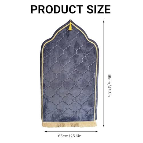 Tapis de prière violet en flanelle 26x45 pouces avec pompons