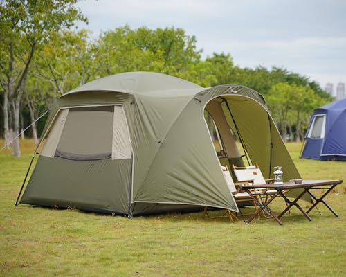 Image of Vidalido 3-4 Person Tent with 1 Mesh Door and 2 Large Mesh Window, Double Layer Waterproof Portable Family Cabin Tent, 4 Person Tents for Outdoor Camping Hiking