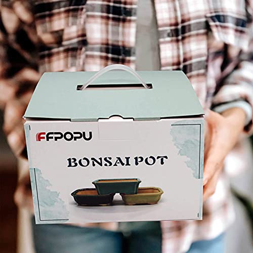 Ffpopu Small Ceramic Bonsai Pots With Drainage Tray, 3 Picks 6-Inch Bonsai Tree Pot With Ice Cracked Glaze, Mini Bonsai Planter Pot For Desktop Decoration Of Dwarf Trees, Succulents, And Small Plants #TOP6