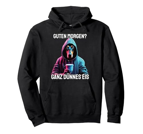 Hund Guten Morgen Ganz dünnes EIS Damen Dobermann Pullover Hoodie, Unisex für Erwachsene, Schwarz, L