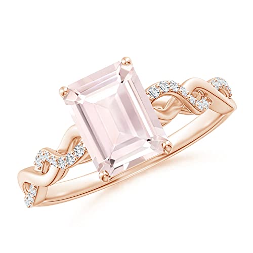 Angara Natural Morganite Solitaire Ring For Women, Girls In 14K Rose Gold Size-6.5 (Grade-A | Size-8X6Mm) | November Birthstone Jewelry Gift For Her | Birthday|Wedding|Anniversary|Enagagement #TOP15