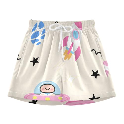 GuoChe Boy's Swimwear Trunks Boys Drawstring Inseam Boys Bathing Suit Compression Liner Spaceship