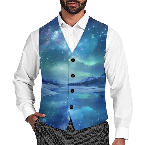 Starry Sky Novelty Men's Suit Vest Casual Formal Dress Vests Business Waistcoat
