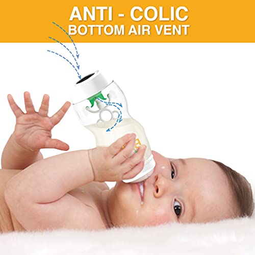 Baby Blendy Baby Bottles - Best Infant To Toddler Milk Feeding Containers With Anti-Colic | Air Vent System - With Blender Mixer For Babies Newborns Infants Toddlers | (6-12 Months) Starter Bundle #TOP3
