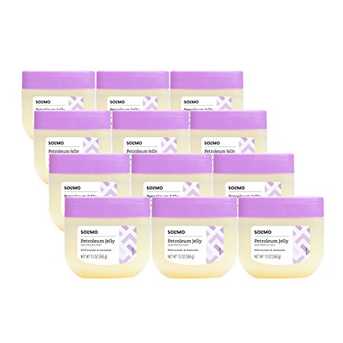 Amazon Brand - Solimo Petroleum Jelly with Lavender & Chamomile, 13 Ounce (Pack of 12)