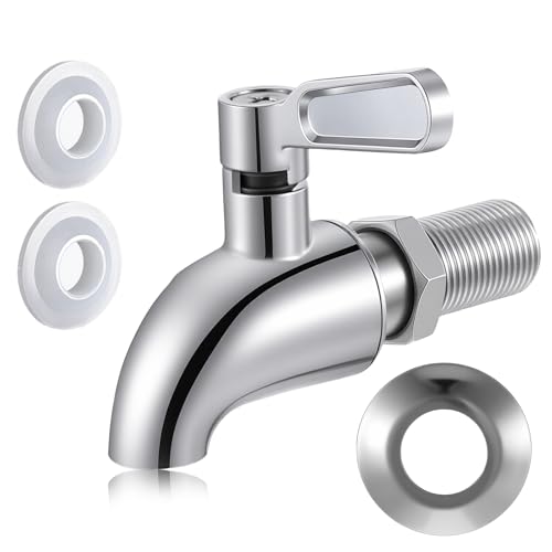 Ersatz-Zapfhahn Edelstahl für Getränkespender inklusive Glasbehälter für Wasserspender mit lebensmittelechtem Metallauslauf