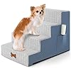 POCBLUE Dog Stairs for Bed 17.7″ H, 4-Step Pet Steps for High Bed or Couch, Non-Slip Pet Ramp for Small Dogs and Cats Indoor with Washable Cover, Grey