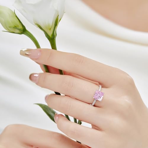 3CT Radiant Cut Lab Grown Diamond Ring for Women, 18K White Gold Plated Rings for Wedding Anniversary Engagement, D Color VVS1 Clarity Sterling Silver Band Simulated Ring Band Premium Collection2