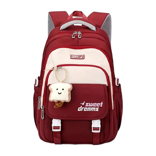Mochila ligera de viaje roja y casual para portátil y uso diario