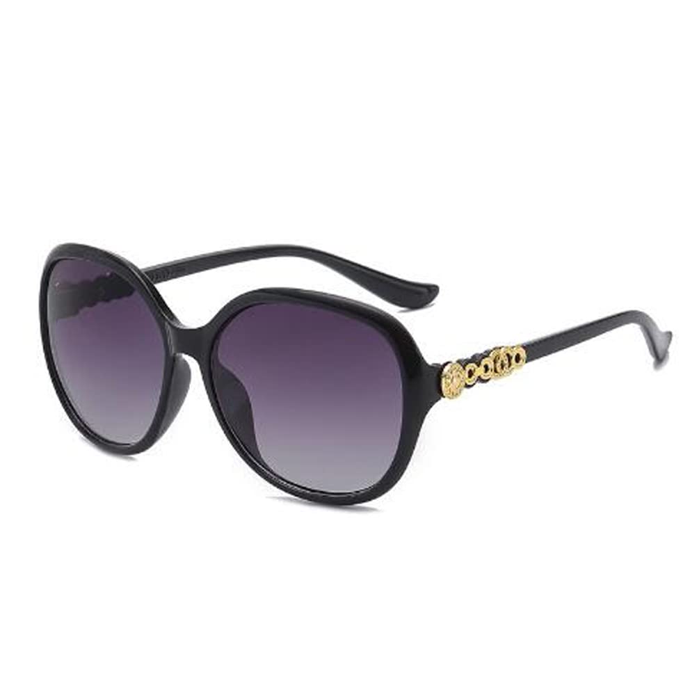 Fashion Round Sunglasses Color Anti-Ultraviolet Sunglasses Bright Black Gray