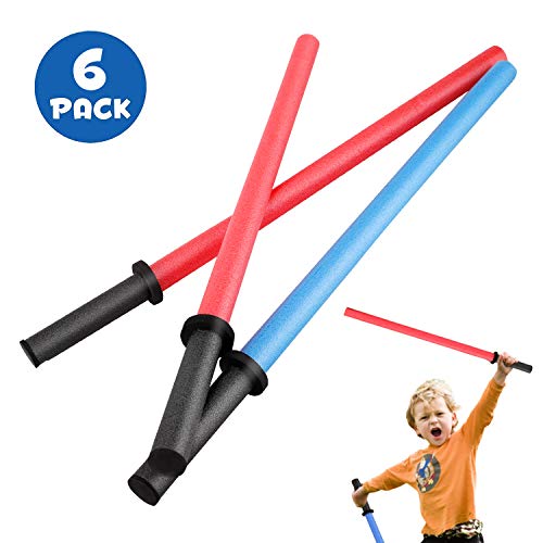 Set of 6 Pool Noodles Foam Light Sabre Toy Swords - Kids Bulk