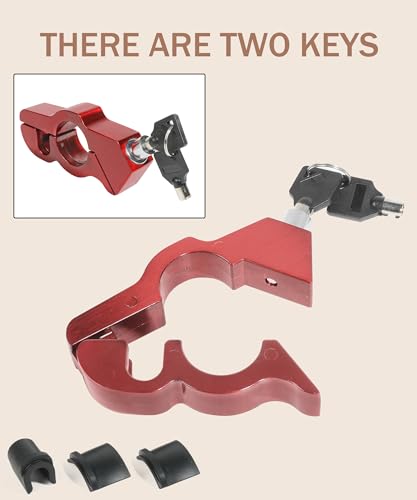 bylikeho Motorcycle Lock, Heavy Duty Anti-Theft Bike Handlebar Lock,Car Accessories Handlebar Throttle Grip Brake Lever Security Motorcycle Locks,Ultimate Security for Motorcycle (Red) - Thumbnail 3