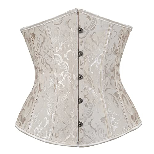 ICEGIA Women's Fashion Sexy Vintage Underbust Corset Bustier Waist Cincher with G-String S-6XL Khaki