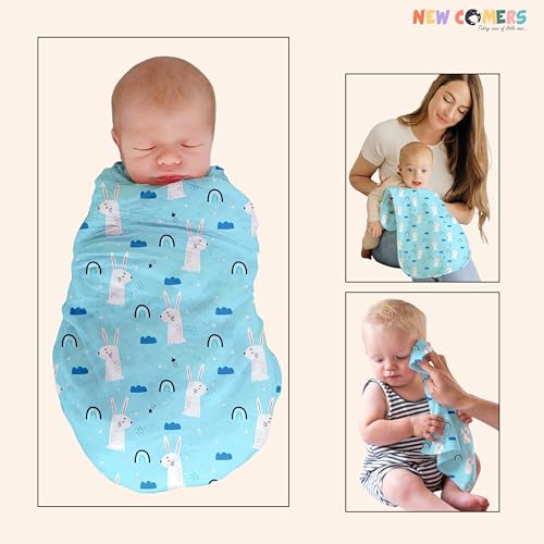 Image of NEW COMERS Baby Muslin Cloth Set | 6 Pcs Double Layered Pure Cotton Swaddle Wrap | Soft & Absorbent Baby Burp Cloth & Reusable Washcloth Towels, White (SBW 02)