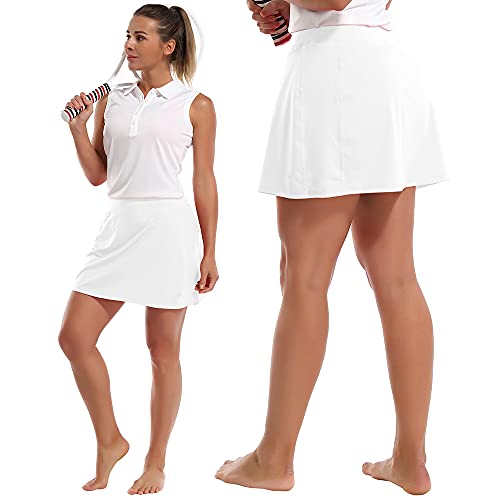 BUBBLELIME 5"/19"/26" XXS-XL Women's UPF 50+ Adjustable Running Skort - A-Line Skirt_White Small-5" Inseam - Thumbnail 2