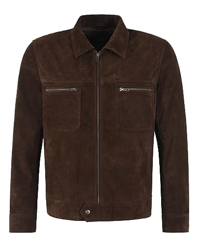 Veste en cuir décontractée pour hommes Smart Range daim marron rôti de rue 6668