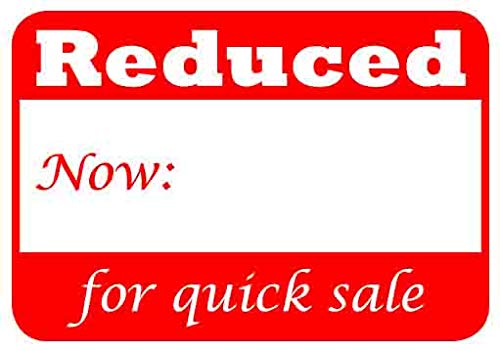 504 Pcs Self Adhesive Reduced for Quick Sale Labels (w/Now: for Discounted Amount) - Prices! for Merchandise & Product Tags - 1 5/8 x 1 1/8 inches (41 x 28mm) (Reduced)