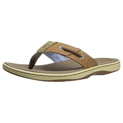Sperry Mens Baitfish Thong Sandals, Dark Tan, 10