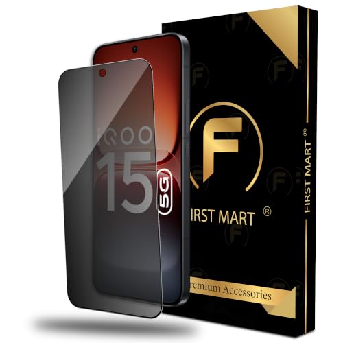 Image of FIRST MART Privacy Tempered Glass for iQOO 15 | Anti-Spy Screen Protector, Edge-to-Edge 9H Scratch Protection, Case-Friendly, Bubble-Free | Pack of 1