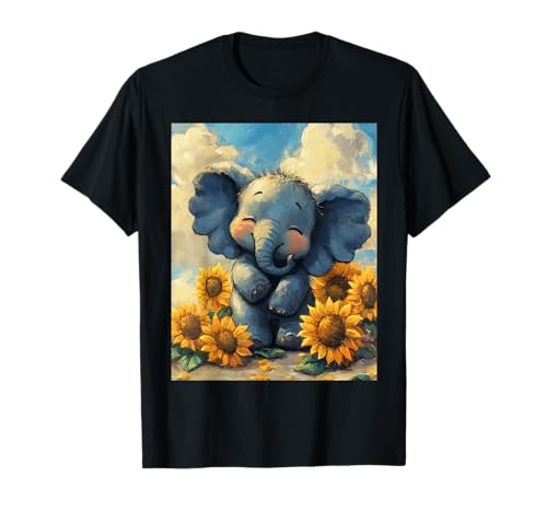 Elefante Girasol Niñas Decoración Niños Niños Girasol Ele Camiseta