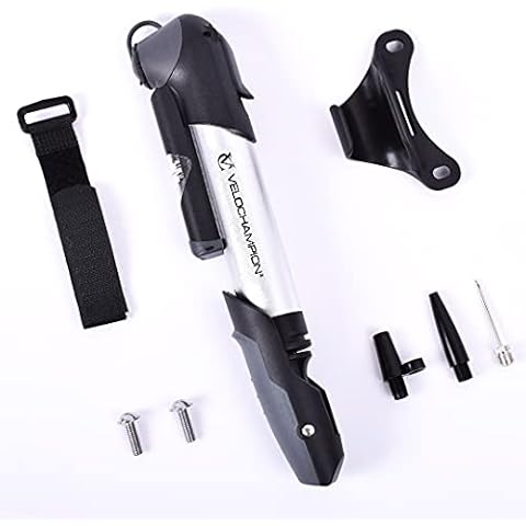 VeloChampion Alloy 9 Mini Bike Pump With Pressure Gauge - Fits Presta, Schrader & Dunlop Valves (Reversible Valve) With 120 PSI / 8.3 Bar Max Pressure. Portable, Compact, Durable Cover