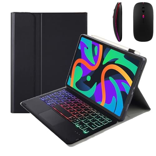 GUPENAA Etui z Klawiaturą do Lenovo Tab M10 HD (2. generacji) X306F 10,1" z Gładzikiem, 7 Kolorów Podświetlenia, Magnetyczna Odłączana Bezprzewodowa Klawiatura Bluetooth z Myszą
