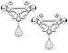 CZ Set Heart Filigree with Tear Drop CZ Dangle Nipple Bars Barbells Rings - 14G 316L Stainless Steel - Sold as a Pair (Silver Tone)