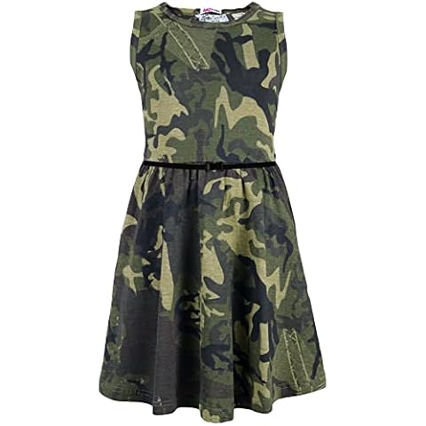 A2Z 4 - Vestido skater para niña, diseño de camuflaje Verde verde 9-10 Años Cover