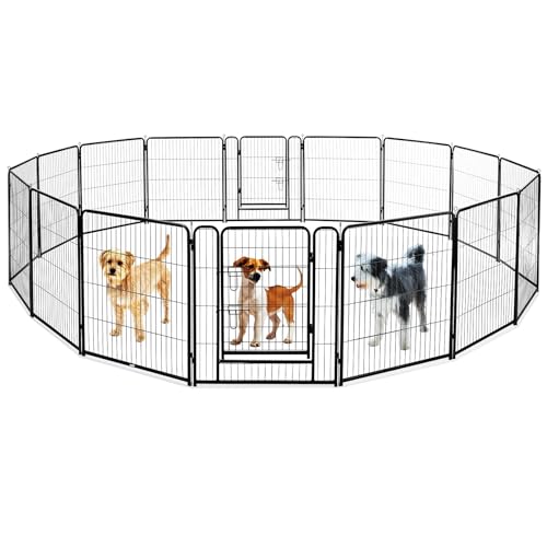 OLIXIS Dog Playpen 16 Panels 32 inch Dog Pen Indoor Heavy Duty Puppy Exercise Pen Metal Pet Fence for RV Camping Yard Garden