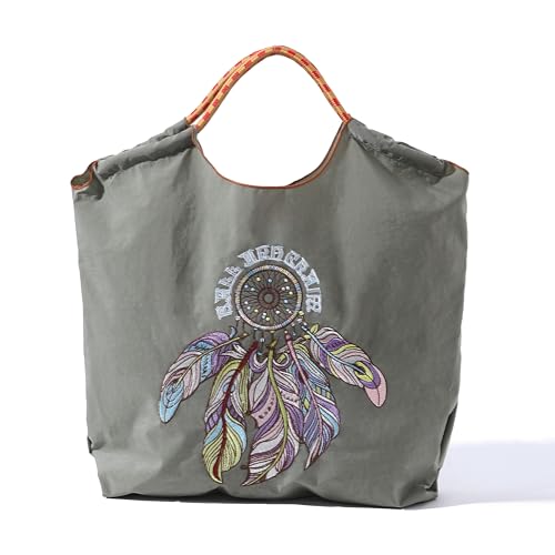 Ball&Chain Embroidery Initial Nylon Tote Bag,Personalized Present Suitable for Travel,Beach,is a Great Gift Women, Mom3