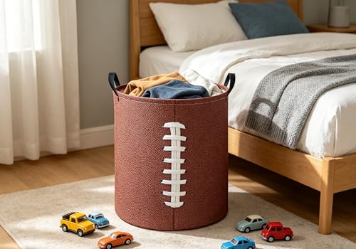 Image of Baby Laundry Hamper kids laundry Basket Waterproof Laundry Bag for Bedroom Clothes Organizer Room Decor(Football)
