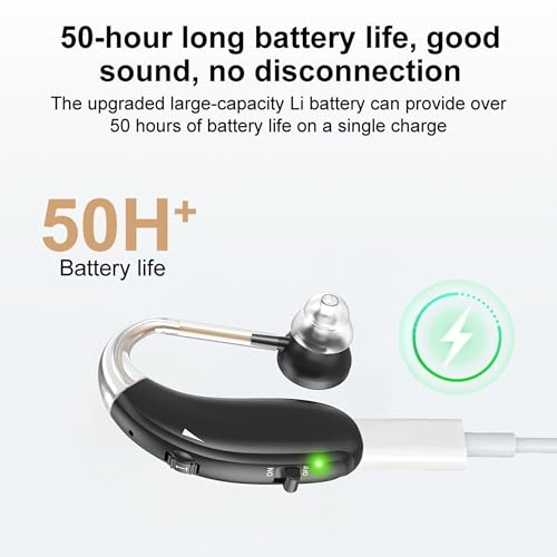 Image of Fastwell F27 Rechargeable Hearing Aids for Adults with Hearing Loss, 360 Degree Rotation Ear Hook, Digital Noise Reduction Ear Machine, Single Ear (Black) 1-Year Warranty