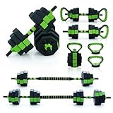 Kingdom Fitness 10KG 6-in-1 Adjustable Dumbbells Set | Octagonal Weights for Home Gym, Barbell, Kettlebell & Push Up Stands