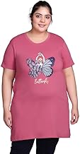 In Love Women's Plus Size Cotton Long-line Chest Print T-Shirt with Pocket