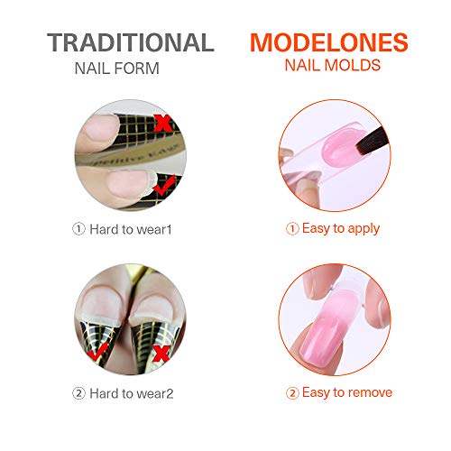 MODELONES Poly Extension Gel Dual Nail Form 120pcs Coffin Nails Clear Ballerina Nail Tips Full Cover