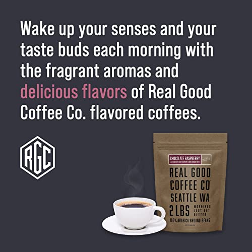 Real Good Coffee Company - Flavored Ground Coffee - Chocolate Raspberry Light Roast Coffee - 100% Arabica Beans - Roasted And Ground In Seattle, Wa - 2 Pound Bag #TOP1