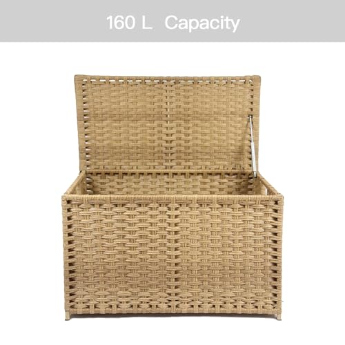 Image of Wicker Storage Trunk, 30 x 17 x 18 inches, 160L(42.3 Gallon), Handwoven Wicker Chest with Stay-Open Lid, Metal Frame, Easy to Assemble, Supports 200 lbs, Rural Natural