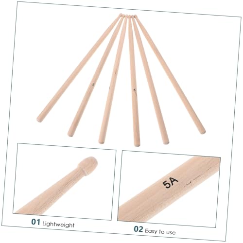 3 pares de baquetas de madera para batería miniatura 3
