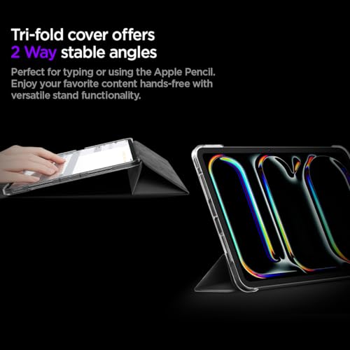 Image of Spigen for iPad Pro 11 inch Case M5 /M4 (2025-2024), Liquid Air Folio Protective Tri-Fold Cover with Transparent Back, Black