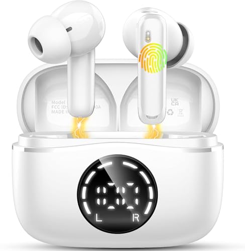 chalvh Ecouteurs Bluetooth sans Fil, Écouteurs Bluetooth 5.4, Oreillette sans Fil avec Microphones HD, 48H Durée Lecture Casque ENC Réduction de Brui, Casque HiFi Son Stéréo, Contrôle Tactile