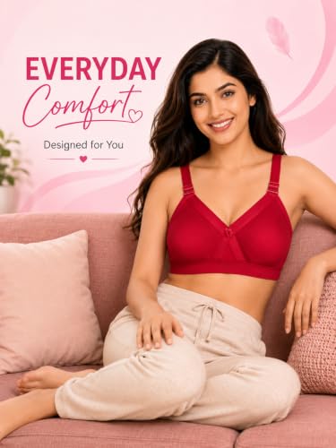 Image of SONA Super Fit Everyday Non Padded Side Support Cotton Full Coverage Bra for Women with Transparent Strap Plus Size Bra