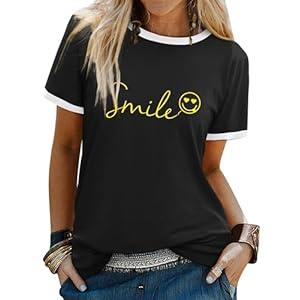 Dresswel, Good Vibes T-shirt voor dames, regenboog-print, ronde hals, korte mouwen, tops, shirt, T-shirt, top, blouse